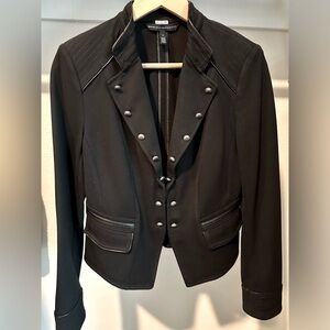 WHBM Black Blazer Hook-Eye Closure Embellished w/ Silver Buttons Size 6